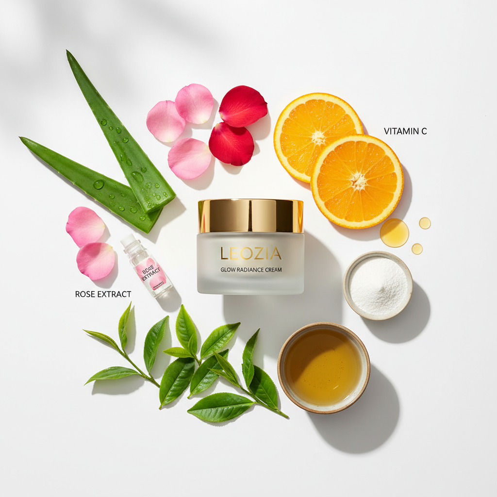 Leozia Glow Radiance Cream with natural botanical ingredients